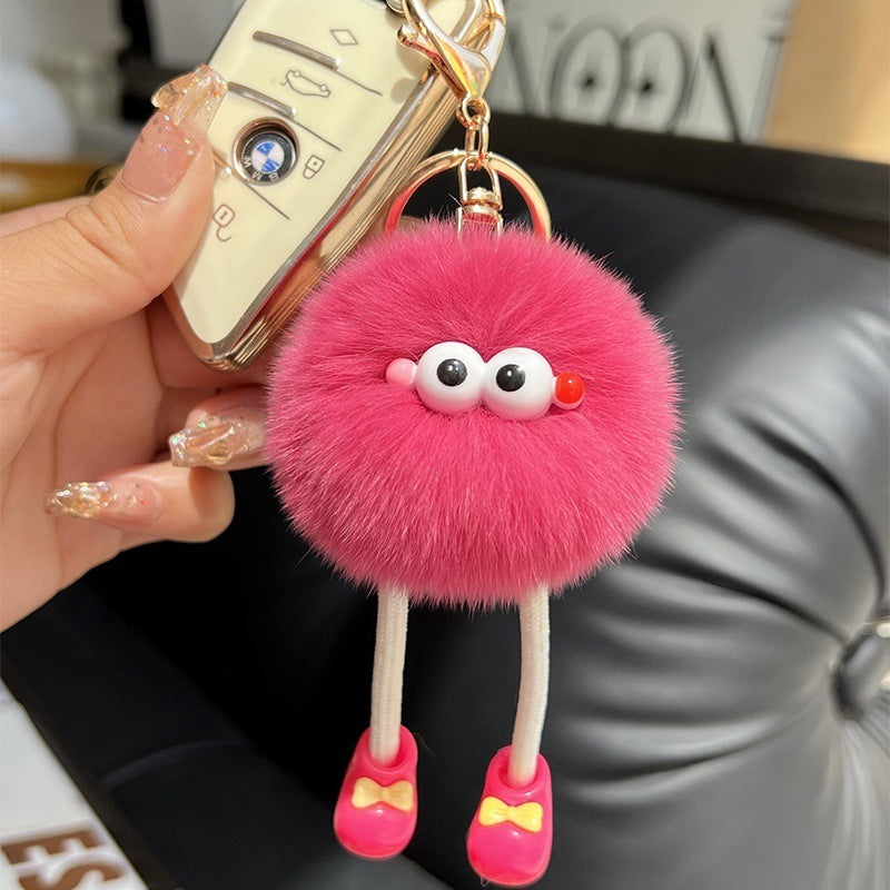 Handmade Fluffy Wool Pom Key Ring