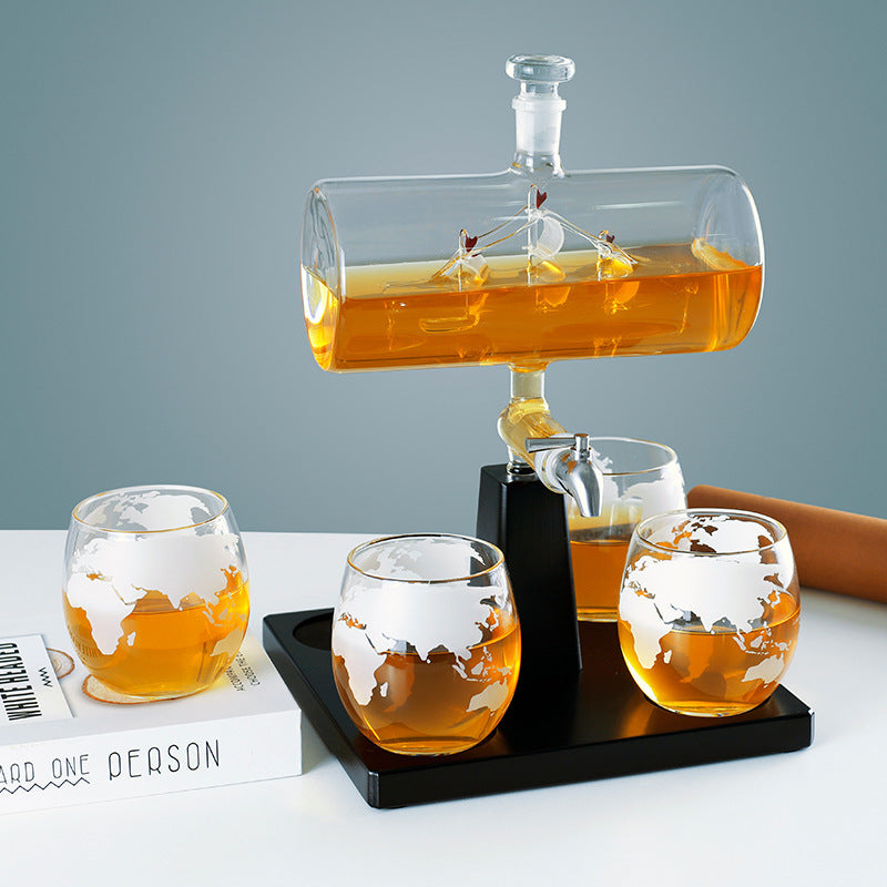 Captain’s Pour — Glass Tap Decanter + 4 Glasses