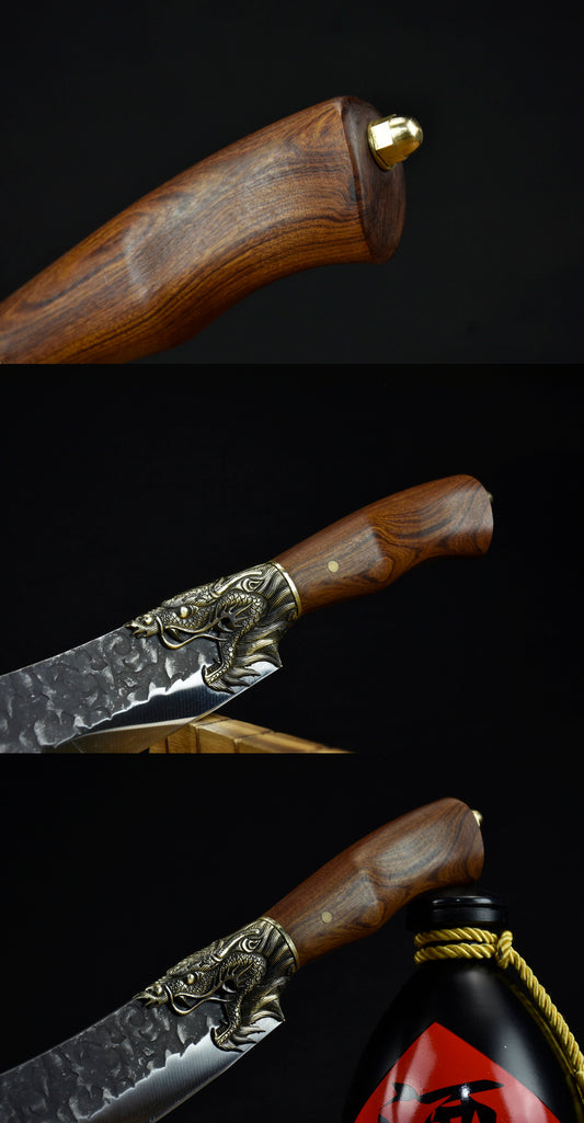 Handmade Dragon Carved Cooking Knife