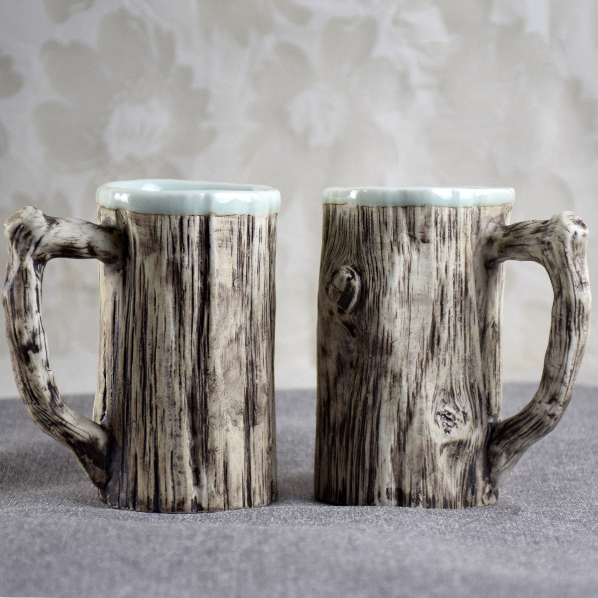 Rustic Tree Bark Ceramic Mug