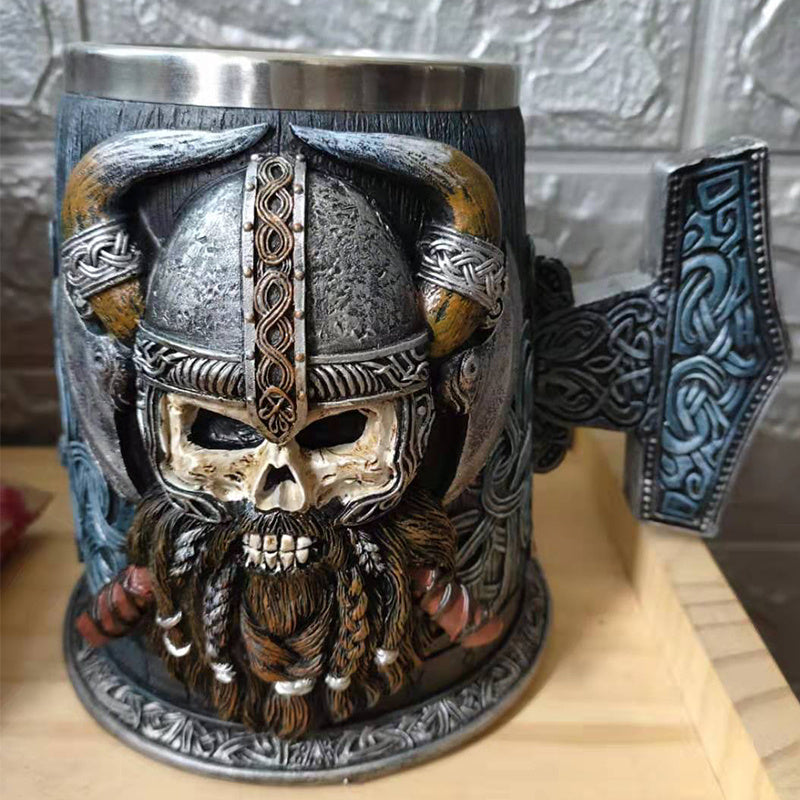 Mjolnir Handle Nordic Skull Tankard
