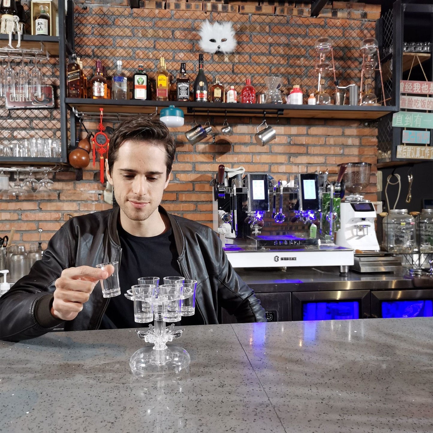 Acrylic Shot Glass Dispenser Tower