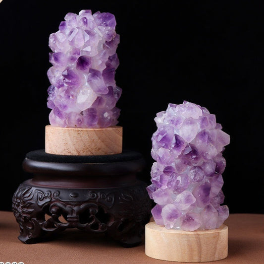 Celestite & Amethyst Flower Light — Built Using Real Natural Crystal