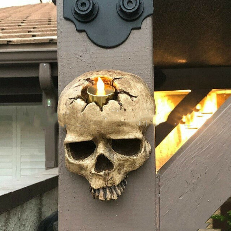 Cracked Skull Candle Wall Mount