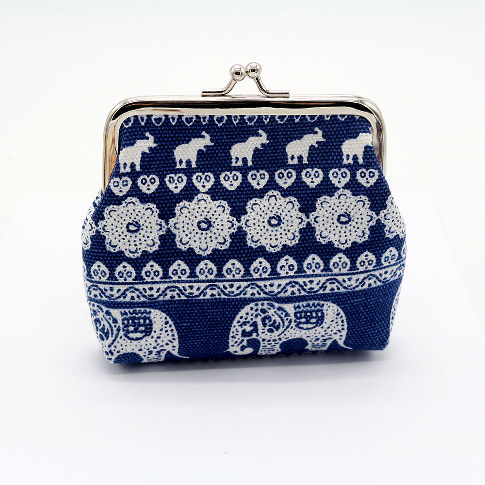 Lychee Leather Elephant Art Coin Purse
