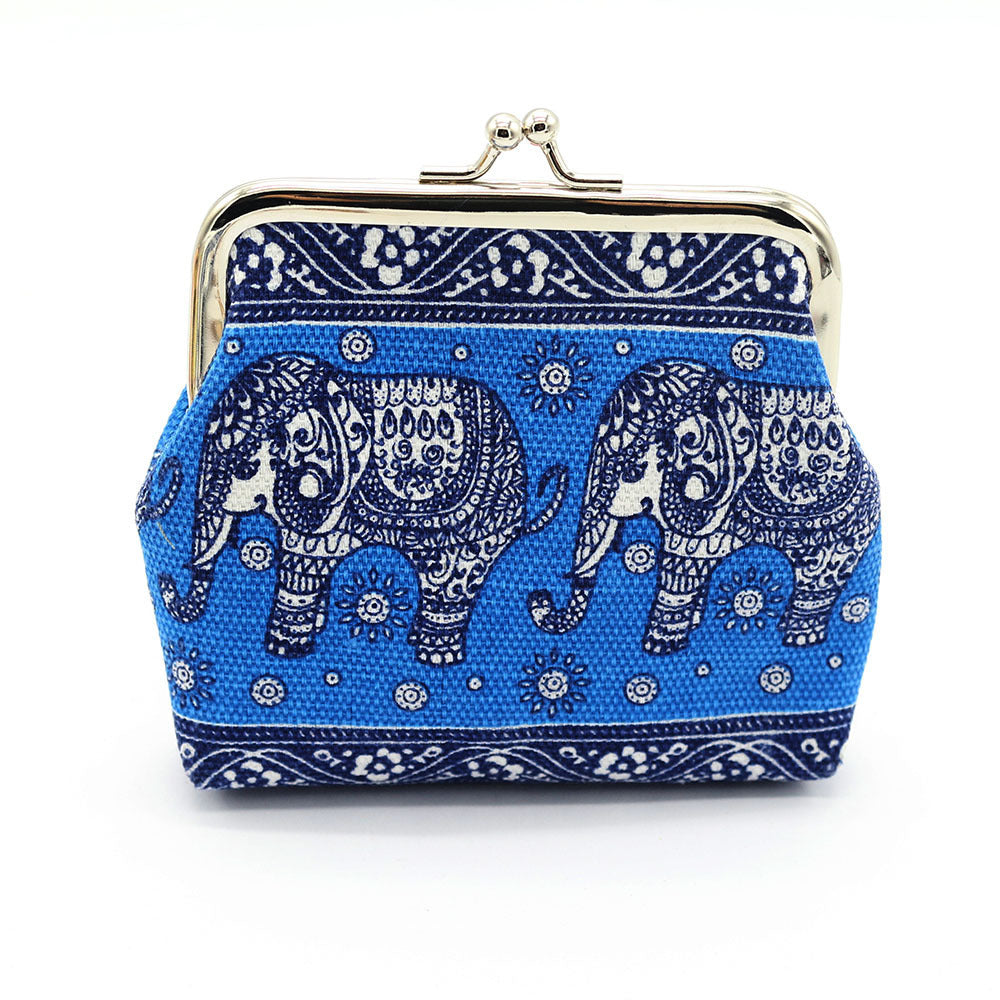 Lychee Leather Elephant Art Coin Purse