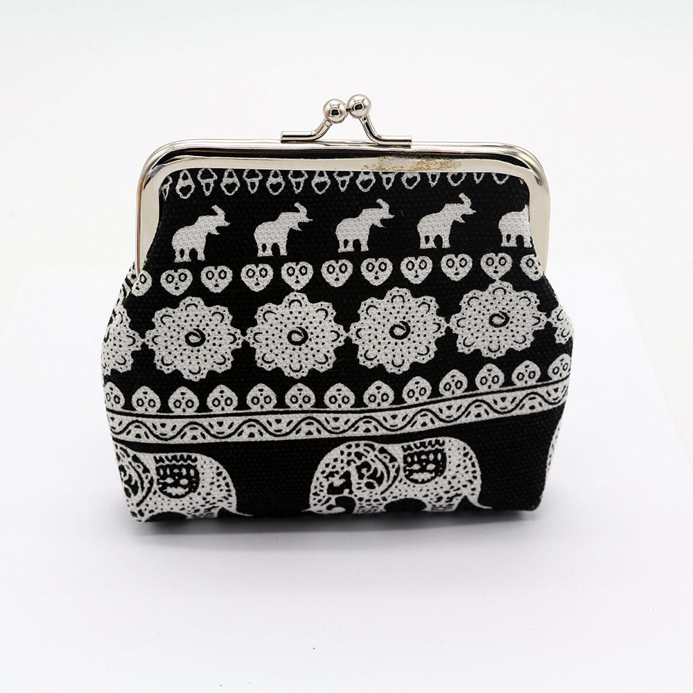 Lychee Leather Elephant Art Coin Purse