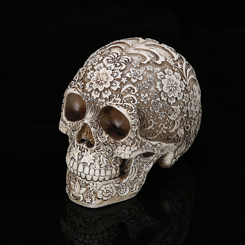 Handmade Gothic Floral Skull Décor