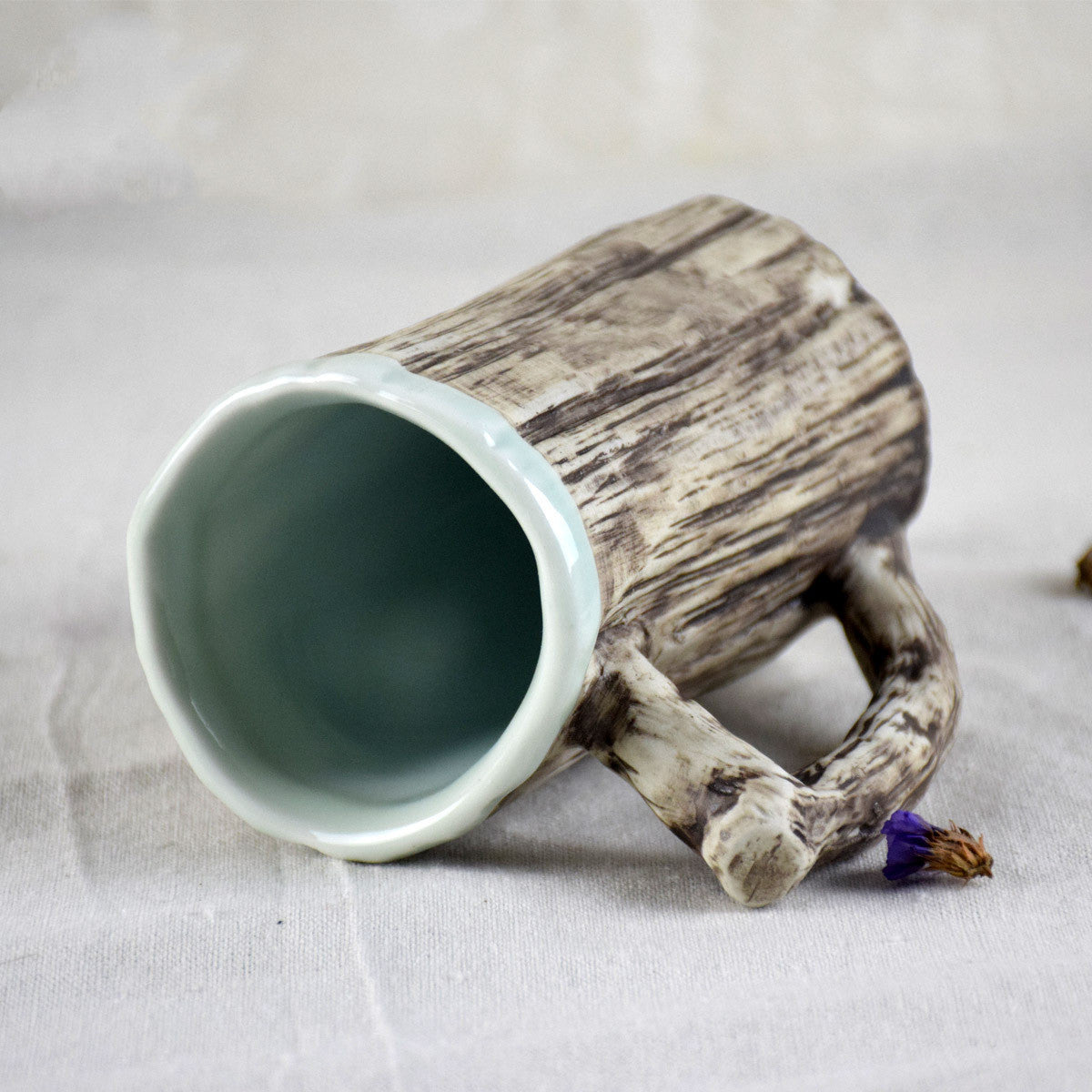 Rustic Tree Bark Ceramic Mug