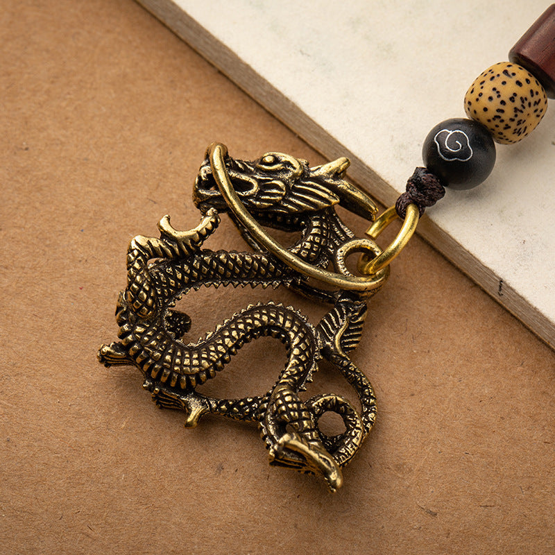Handmade Vintage Brass Dragon Keychain