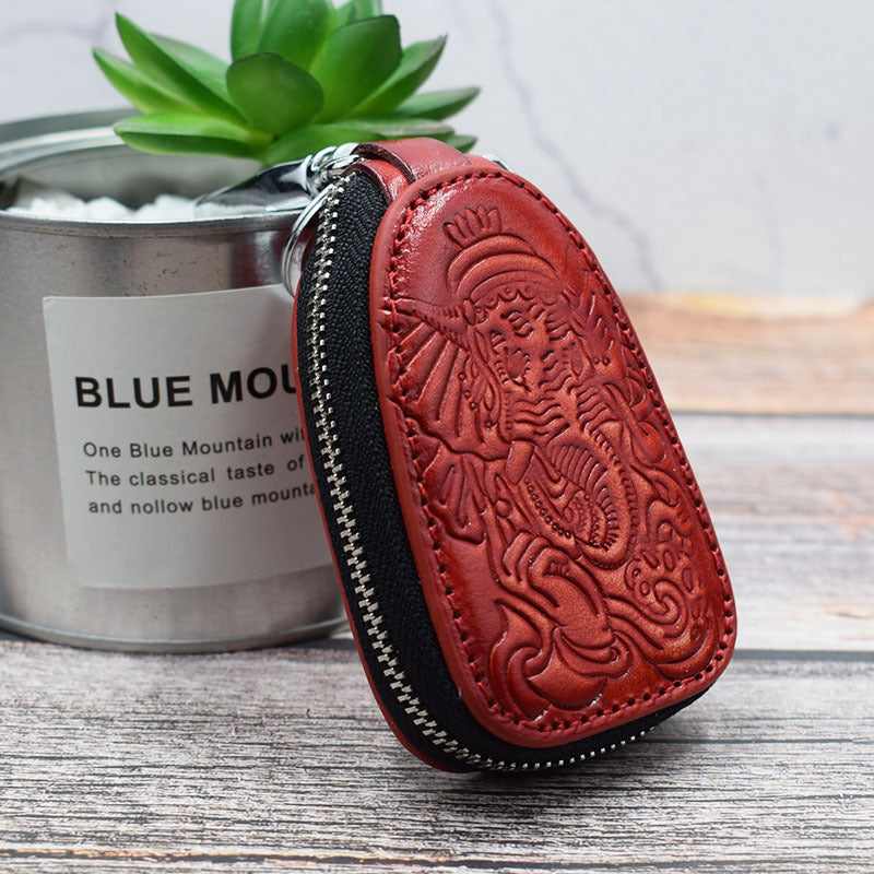 Leather Key Case – Ganesha Pouch Elephant-Inspired Design
