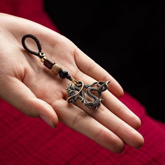 Handmade Vintage Brass Dragon Keychain