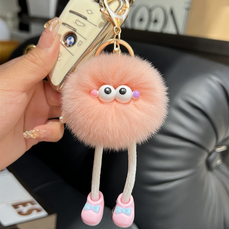 Handmade Fluffy Wool Pom Key Ring