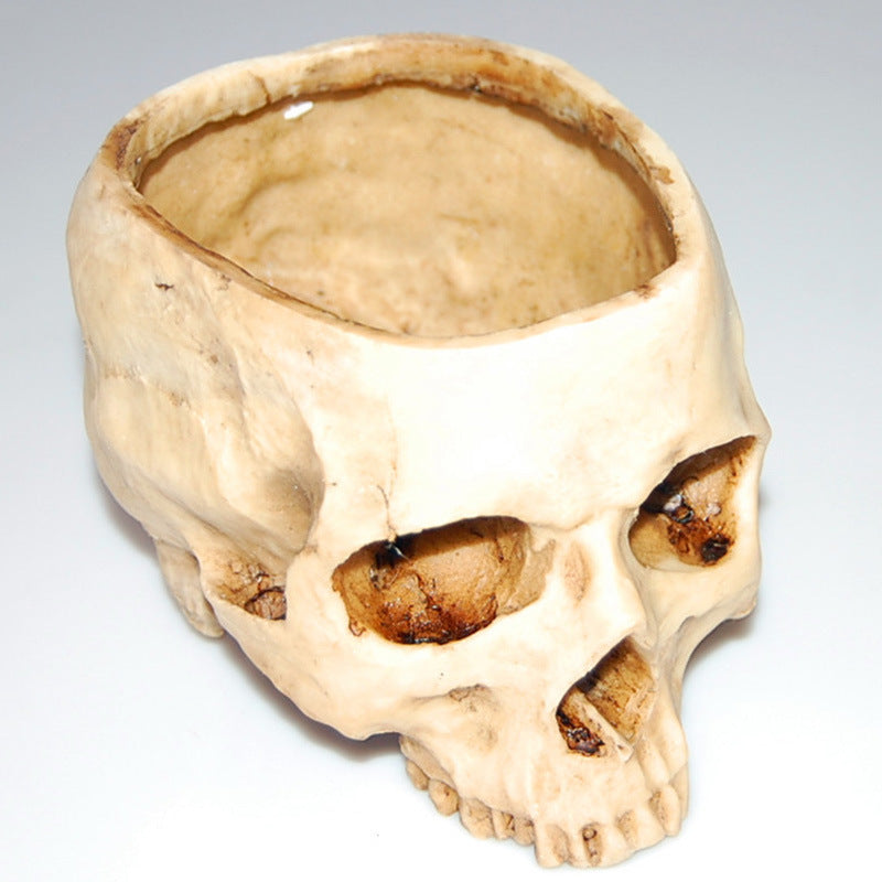 Gothic Skull Resin Planter