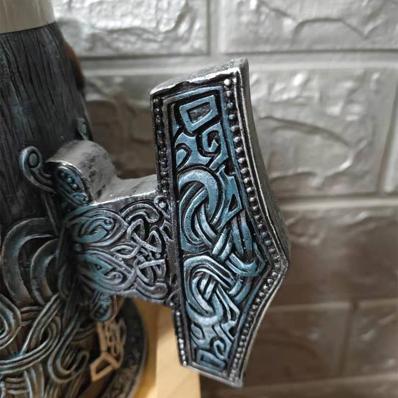Mjolnir Handle Nordic Skull Tankard