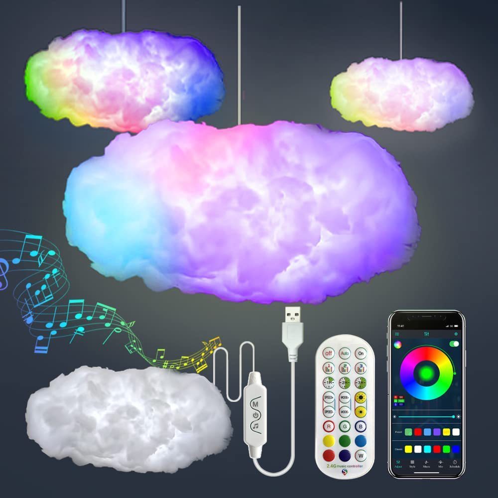 Hanging Cloud Light – 3D RGBIC Music Sync