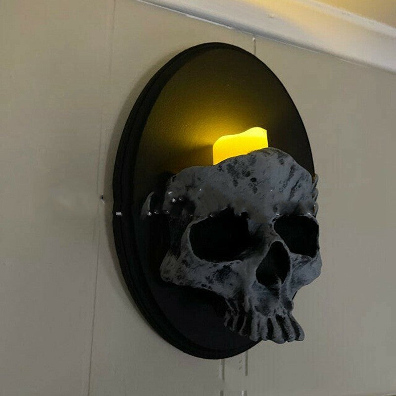 Cracked Skull Candle Wall Mount
