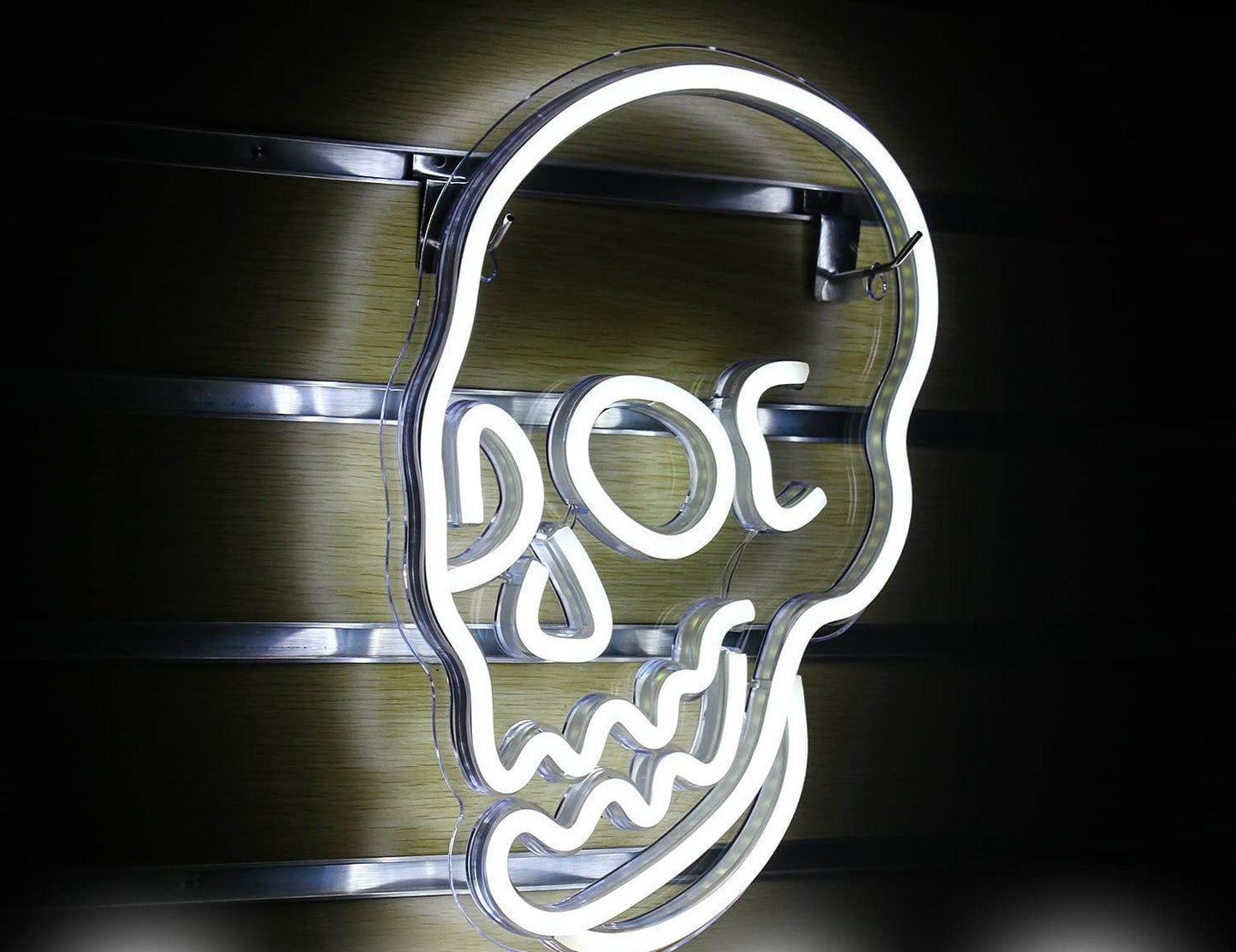 LED White Neon Skull Sign