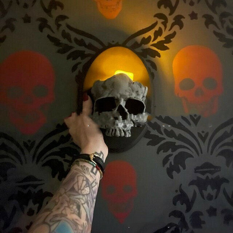 Cracked Skull Candle Wall Mount