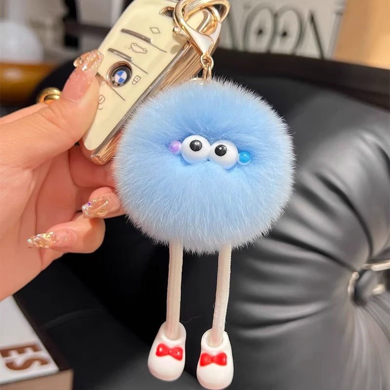 Handmade Fluffy Wool Pom Key Ring