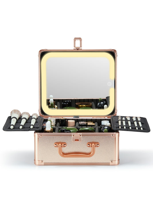 Hardcase Makeup Box with Detachable and Smart Light-up Mirror