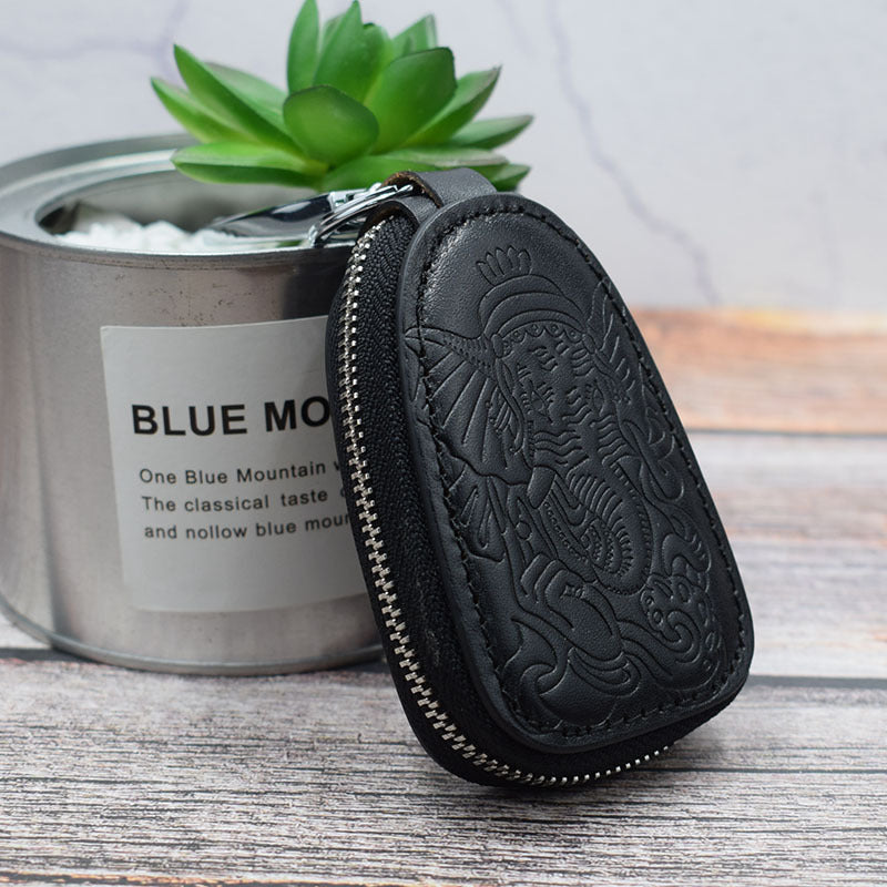 Leather Key Case – Ganesha Pouch Elephant-Inspired Design
