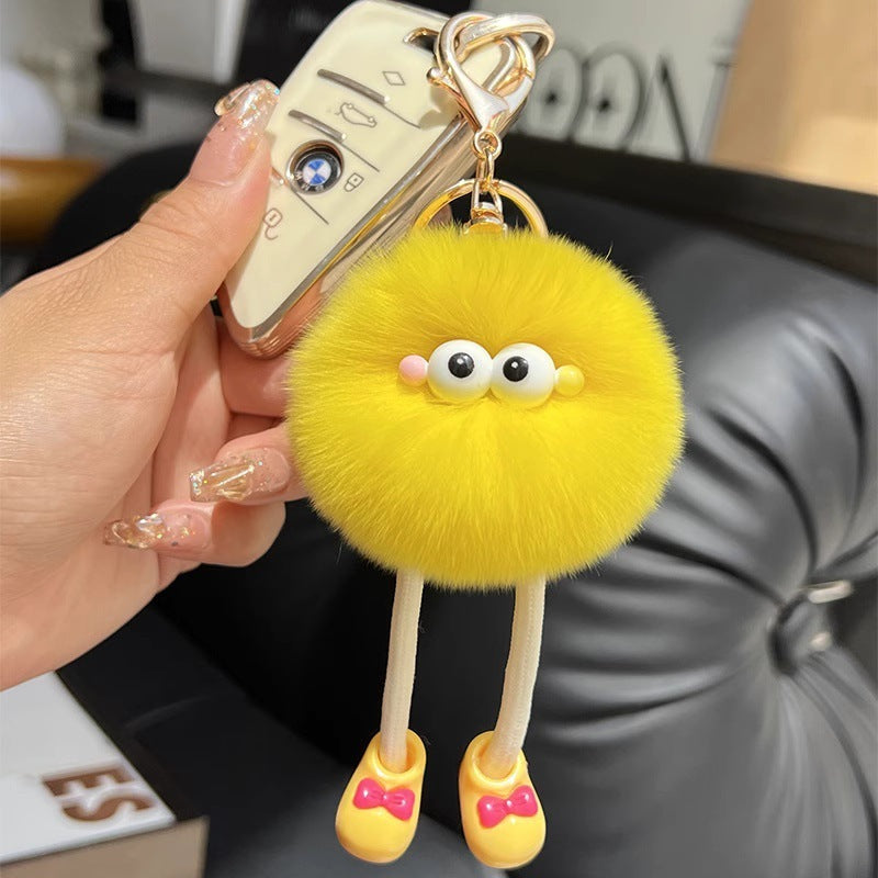 Handmade Fluffy Wool Pom Key Ring