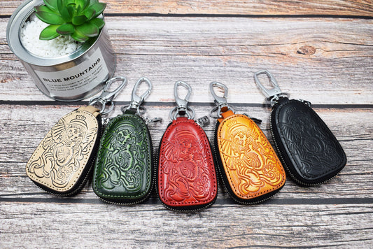 Leather Key Case – Ganesha Pouch Elephant-Inspired Design