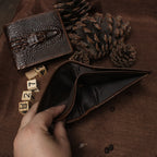 Oil Tan Leather Crocodile Wallet