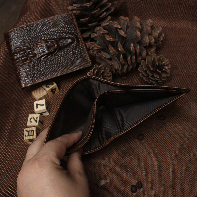 Oil Tan Leather Crocodile Wallet