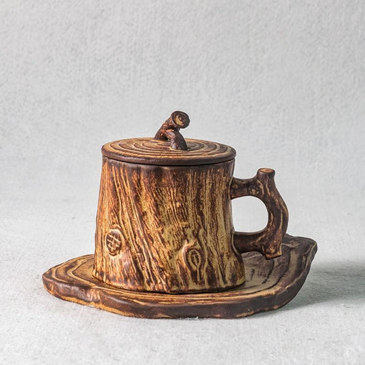 Woodland Coffee Cup with Lid & Plate