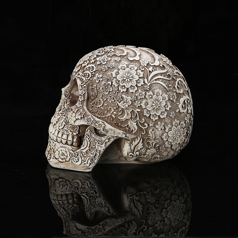 Handmade Gothic Floral Skull Décor