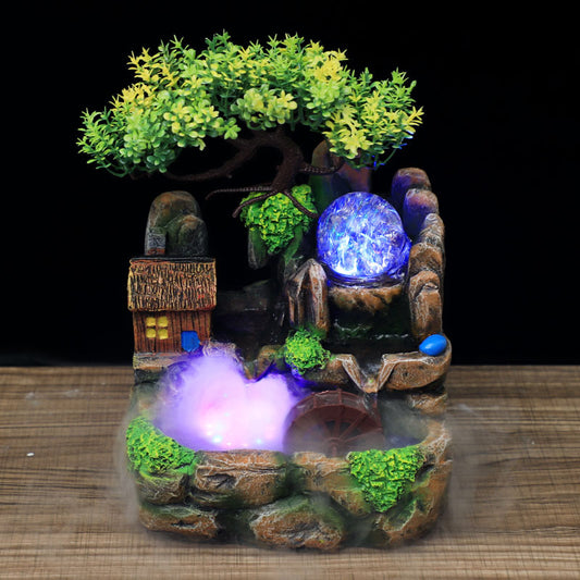 LED Foggy Waterfall Resin Decor