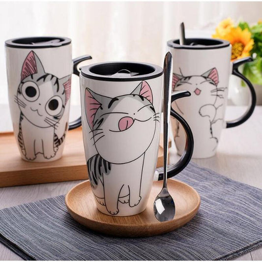 Happy Cat Large Ceramic Mug