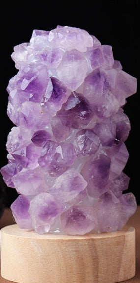 Celestite & Amethyst Flower Light — Built Using Real Natural Crystal