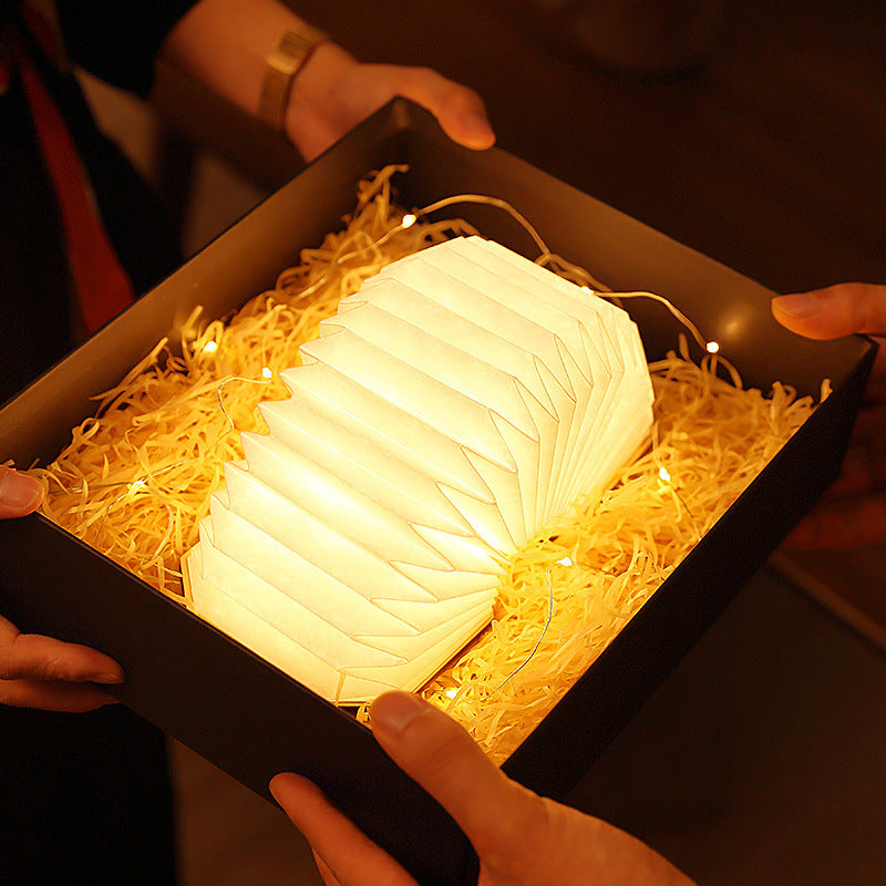 Accordion Folding LED Lamp – Wooden Design