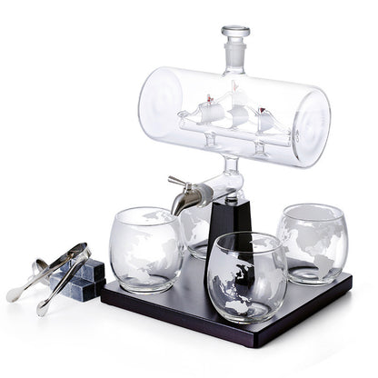 Captain’s Pour — Glass Tap Decanter + 4 Glasses