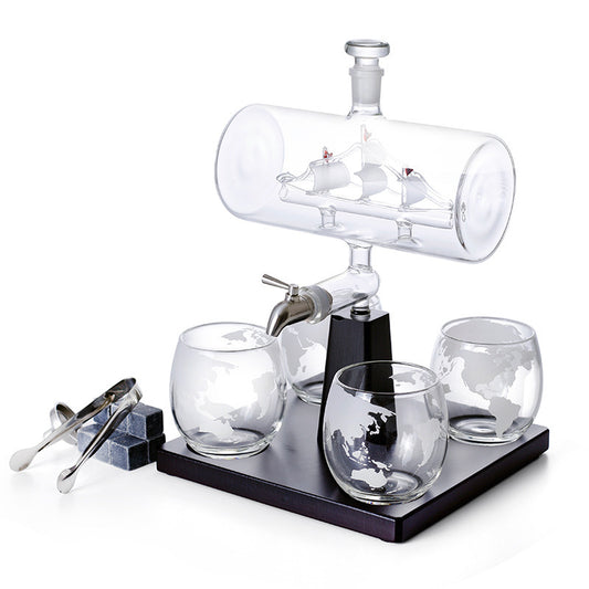 Captain’s Pour — Glass Tap Decanter + 4 Glasses