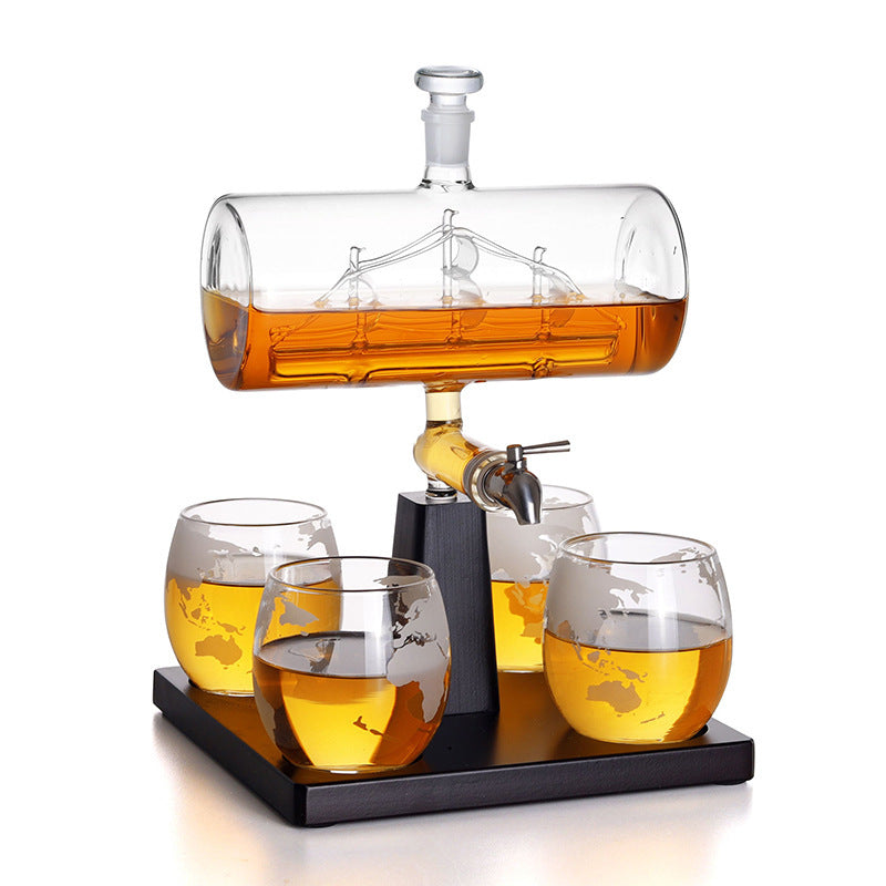 Captain’s Pour — Glass Tap Decanter + 4 Glasses