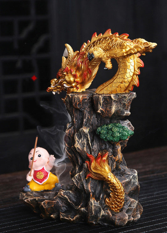 Majestic Dragon & Monk Incense Stand