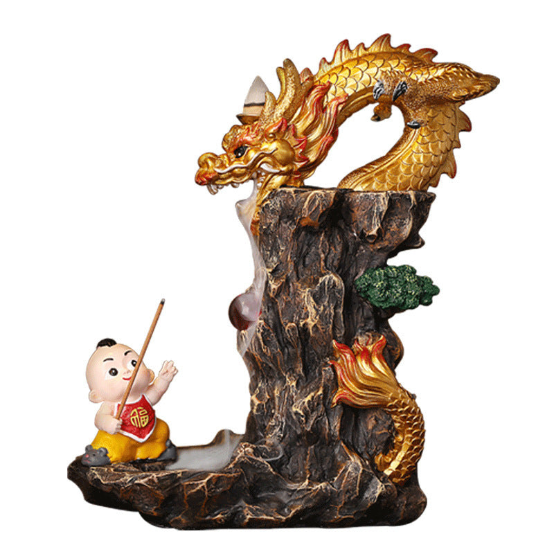 Majestic Dragon & Monk Incense Stand