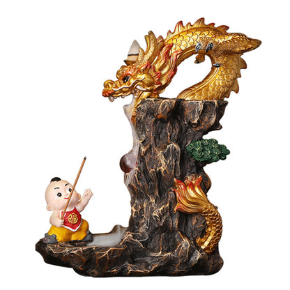 Majestic Dragon & Monk Incense Stand