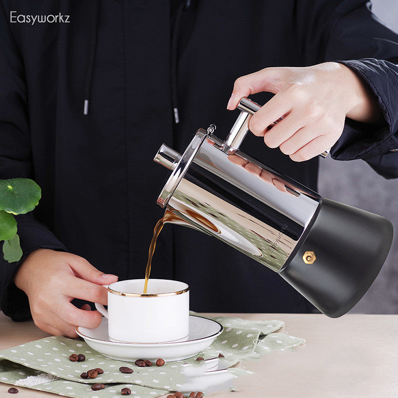 Mocha Pot with 304/430 SS & High-Temp Painted Base