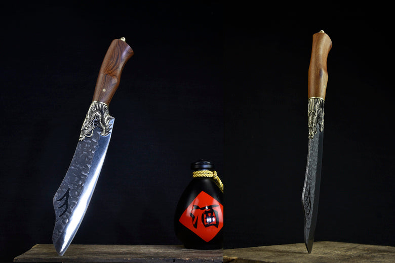 Handmade Dragon Carved Cooking Knife