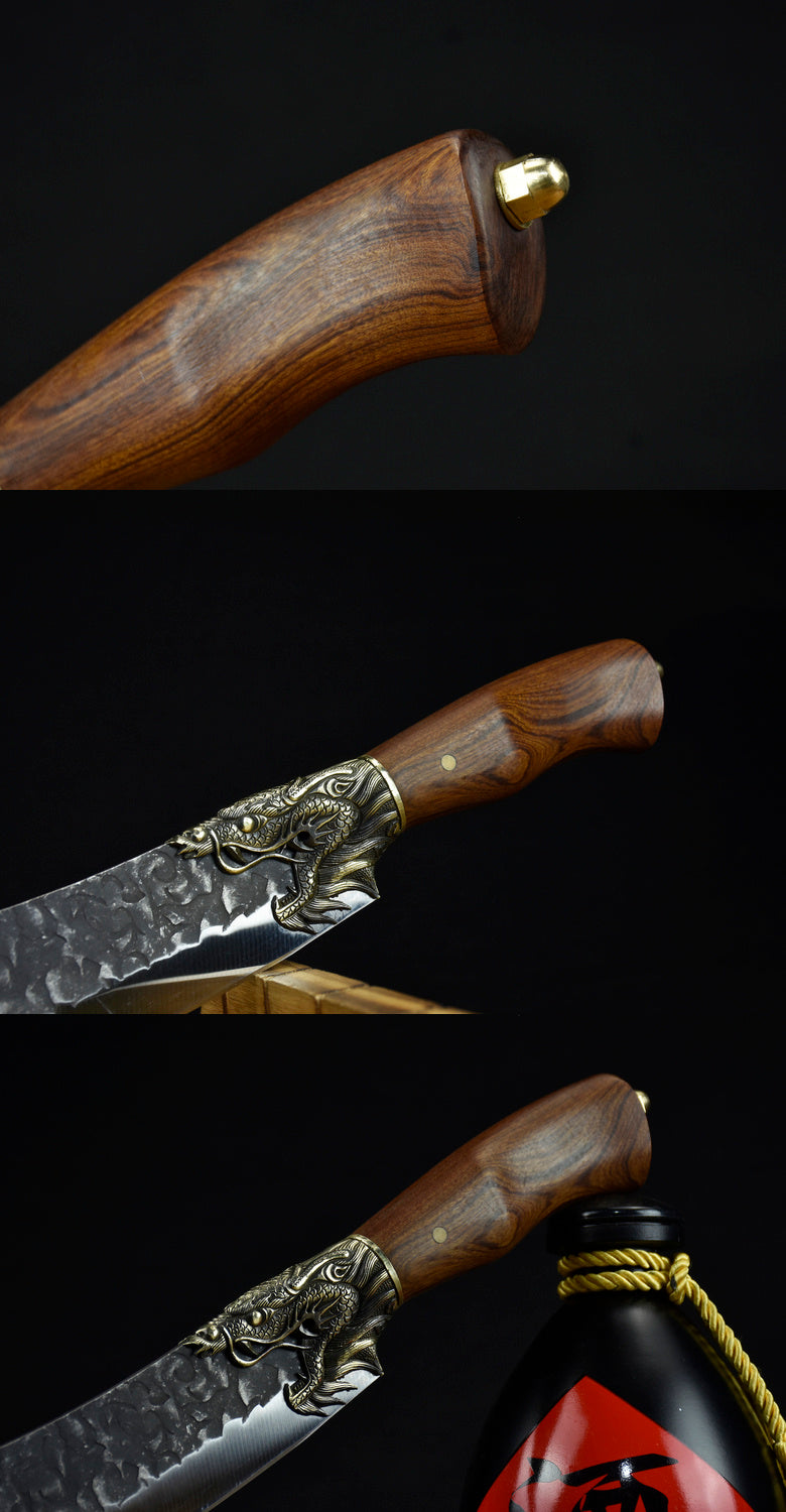 Handmade Dragon Carved Cooking Knife