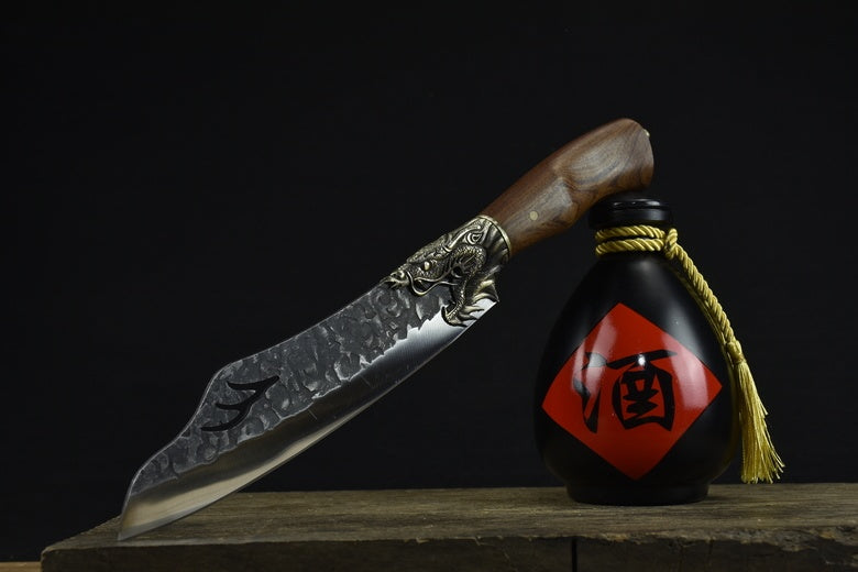 Handmade Dragon Carved Cooking Knife