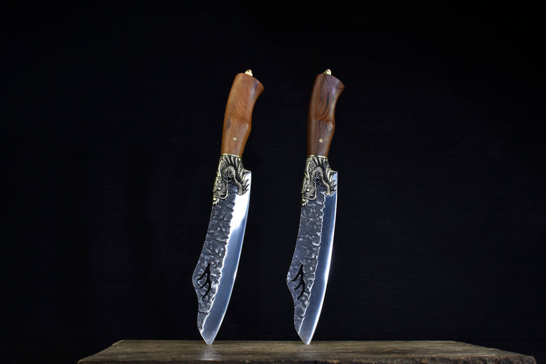 Handmade Dragon Carved Cooking Knife