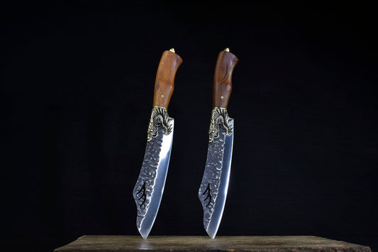 Handmade Dragon Carved Cooking Knife