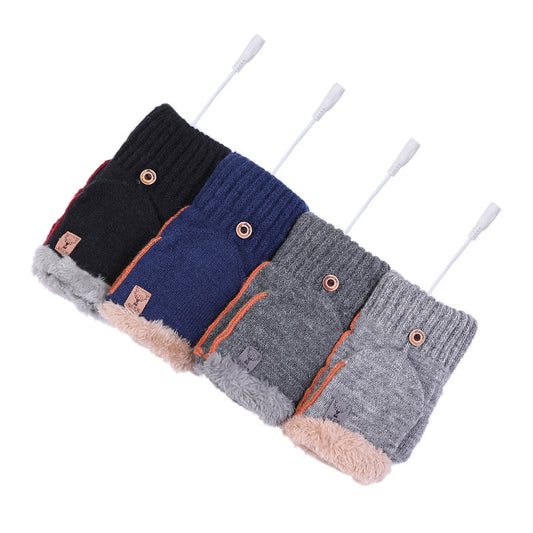 Rechargeable Heated Half Finger Flip Gloves