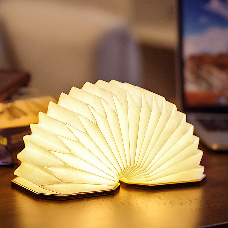 Accordion Folding LED Lamp – Wooden Design